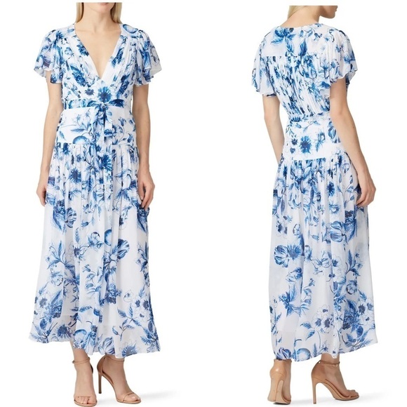 Monique Lhuillier Dresses & Skirts - ML Monique Lhuillier White Floral Wrap Dress Bridesmaids Bridal Size 2